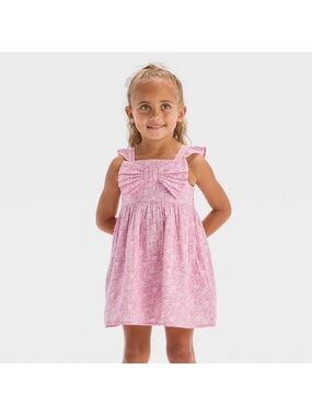 Toddler Girls' Floral Woven Dress Light Purple 4T Smocked, Side Pocket, A-Line